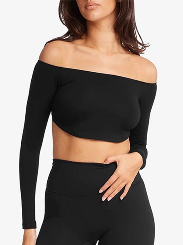 ZASUWA Women's Sexy Solid Color Backless Stretchy Long Sleeve Bodycon Top for Clubwear, Date Night & Fashion Outfits