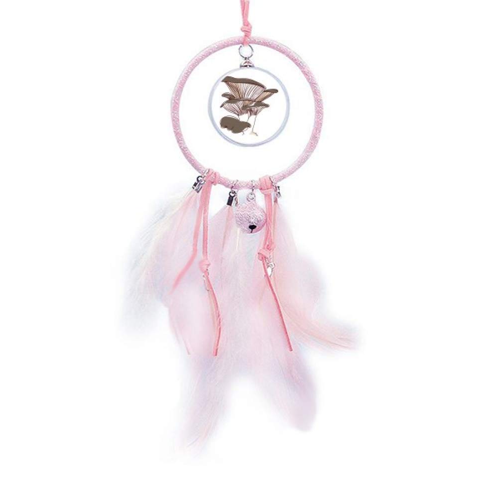 YaoX Delicious Home Decor - Handmade Mushroom Illustration Dreamcatcher with Small Bells for Bedroom Wall Hanging | Boho Chic Room Decor for Girls Bedroom, Nursery, Dorm & Living Room