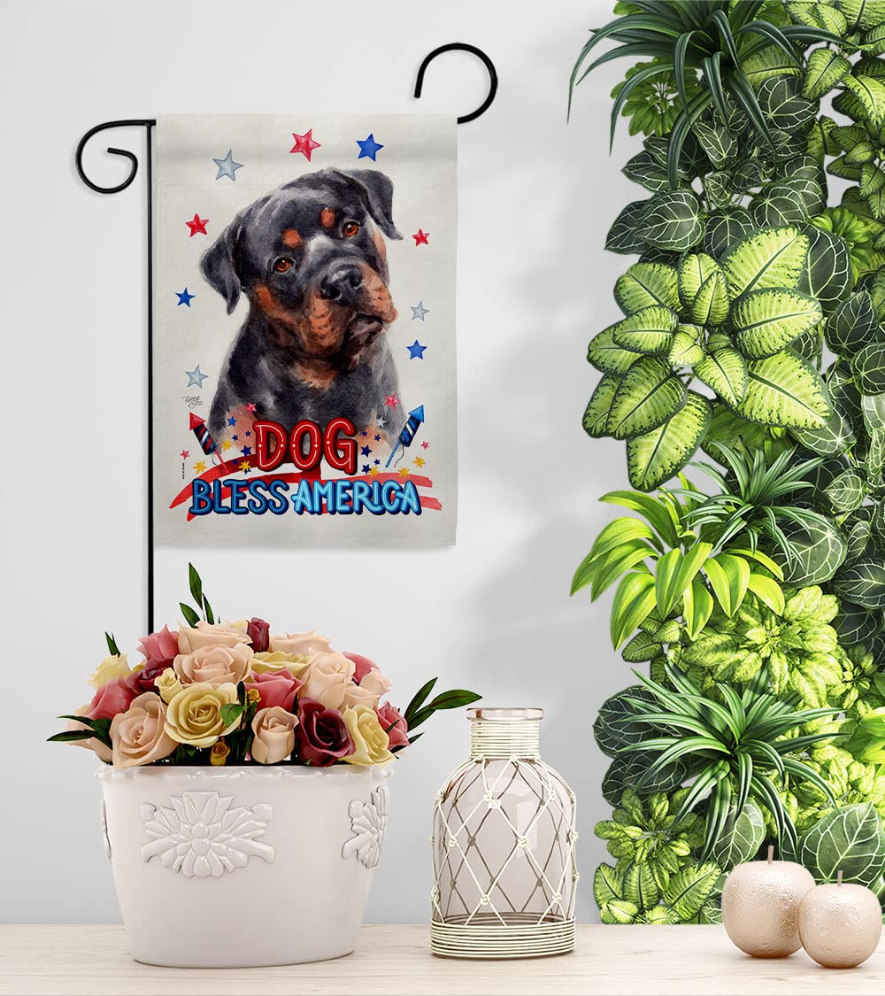 Patriotic Mahogany Rottweiler Garden Flag Set with Stand - Dog Yard Decor for Outdoor & Home