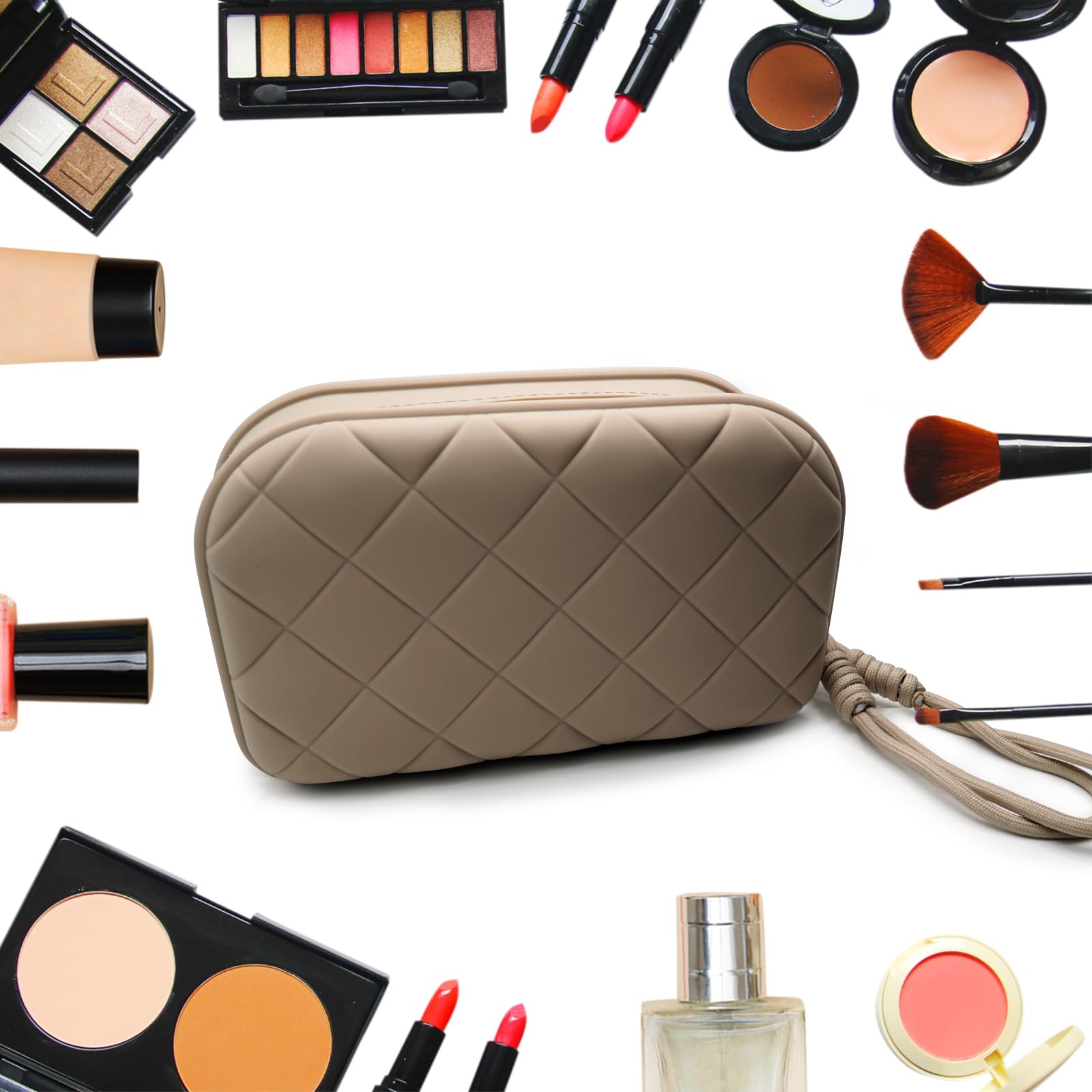 Waterproof Silicone Travel Makeup Bag for Women - Portable Cosmetic Organizer with Anti-Fall Zipper - Perfect for Vacation, Gym & Daily Use