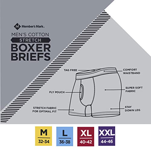 Members Mark Stretch Boxer Briefs for Men - 5 Pack (Large, Charcoal/Navy/Grey) | Soft Breathable Underwear | Comfortable Daily Wear & Workout Underwear