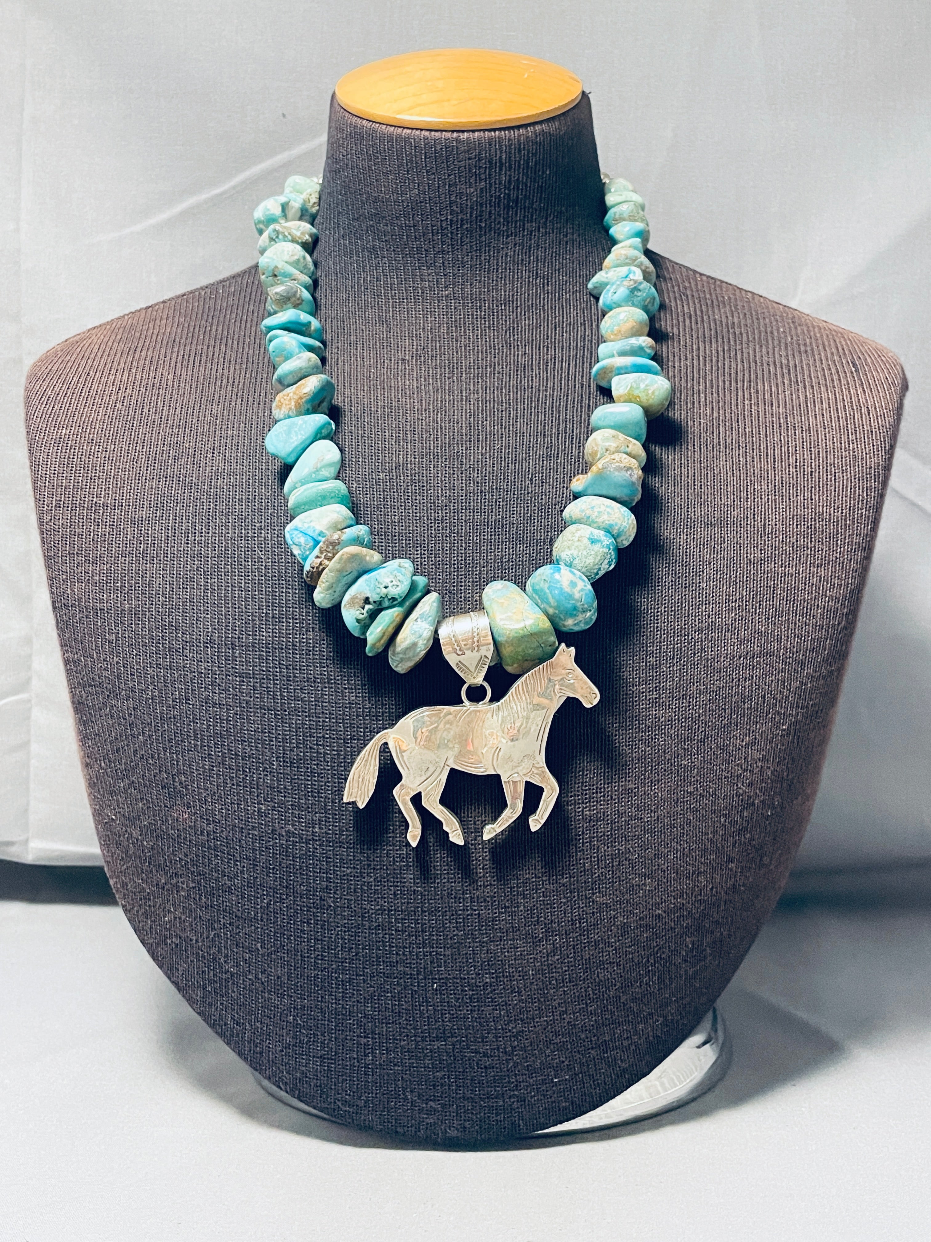 Authentic 176g Navajo Turquoise Sterling Silver Necklace - Handmade Native American Jewelry for Women, Perfect for Boho Fashion & Special Occasions