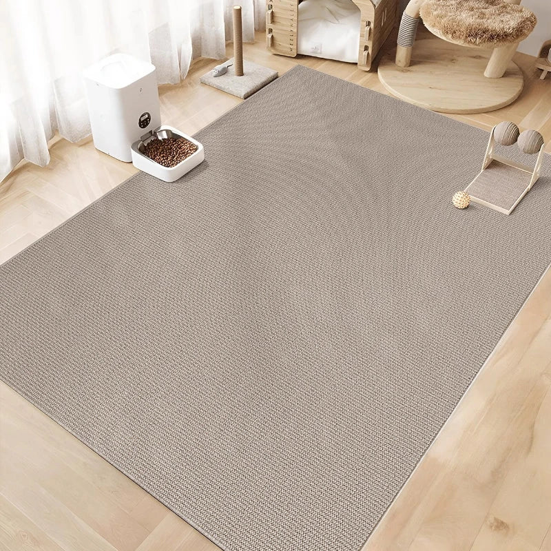 Elianna Faux Linen Minimalist Pet-Friendly Area Rug - Soft Non-Slip Living Room Carpet for Bedroom, Nursery & Home Decor