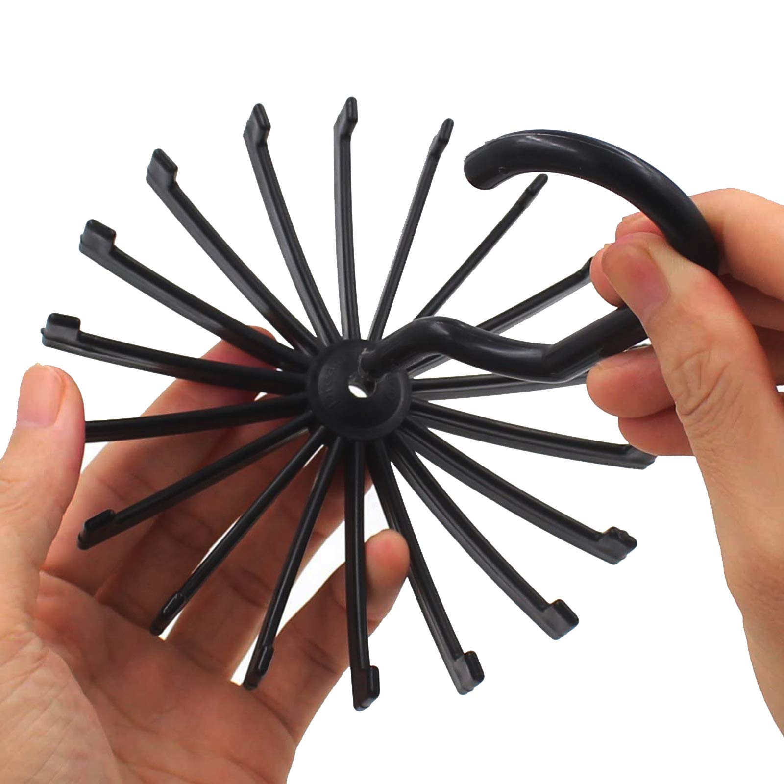 3 Pack Black Twirl Ties Rack - Closet Organizer for Neckties, Scarves & Headbands - Space Saving Hooks for Wardrobe, Closet & Bathroom Storage
