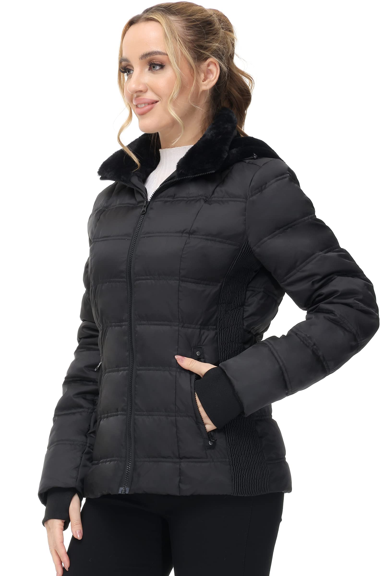 ANOTHER CHOICE Women's Winter Down Puffer Jacket with Hood - Warm Insulated Coat for Cold Weather, Outdoor Activities & Daily Wear