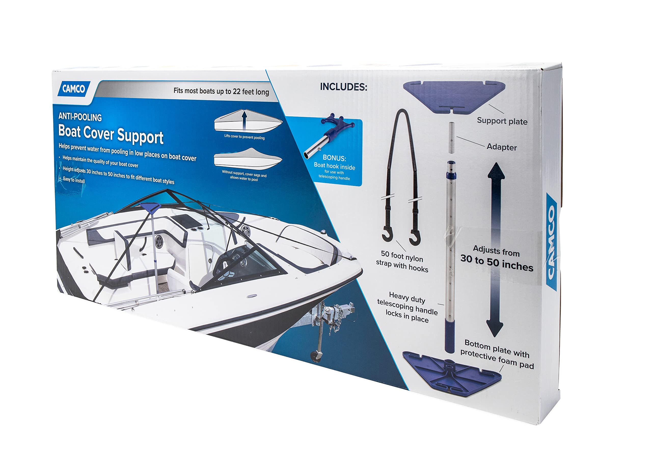 Camco 41970 Boat Cover Support Kit - Heavy Duty Adjustable Poles for Marine & RV Covers - Perfect for Boats, Yachts, Trailers & Campers (Set of 4)