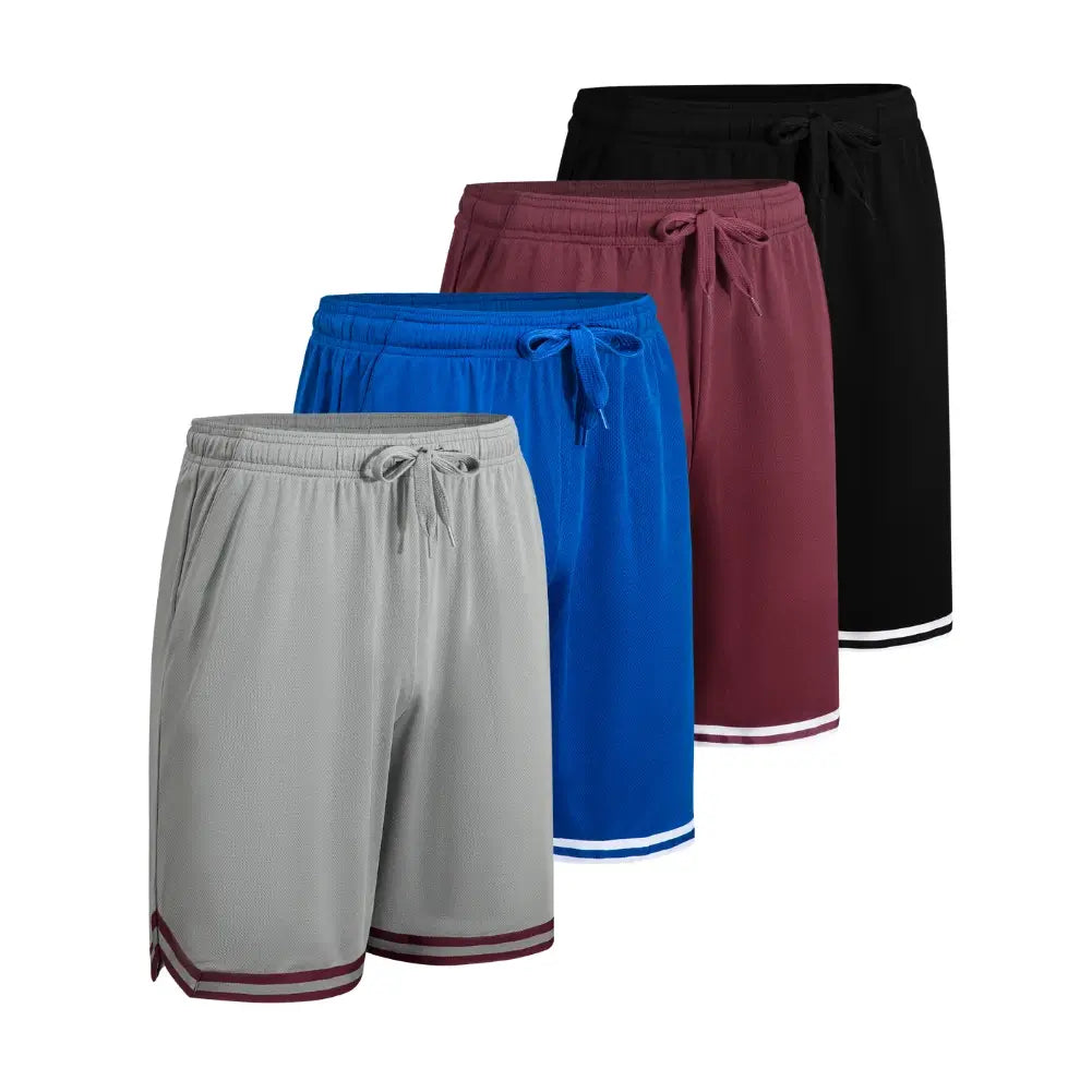 4 Pack Men's Quick Dry Athletic Shorts with Side Pockets - Lightweight Workout Running Gym Basketball Sports Shorts for Active Lifestyle