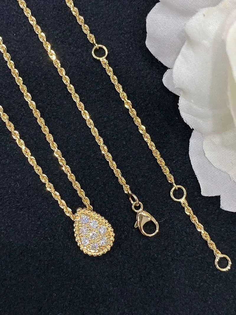 18K Solid Yellow Gold Necklace with Real Diamond Pendant - Luxury Fashion Jewelry for Women & Girls - Perfect for Parties, Weddings & Special Occasions