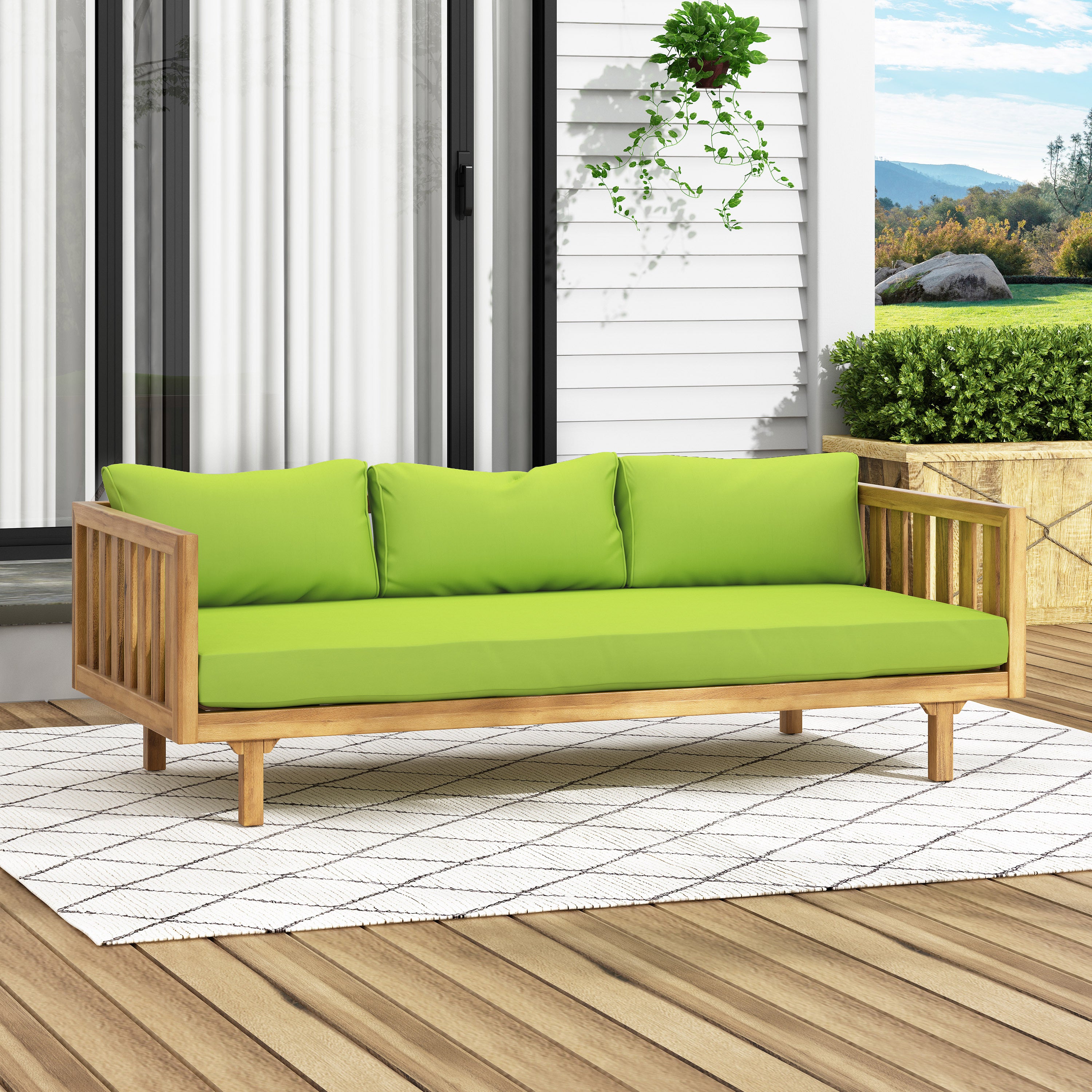 CLAREMONT 3-Seater Daybed - Modern Sofa Bed for Living Room, Guest Room & Patio - Comfortable Convertible Lounge Furniture for Small Spaces