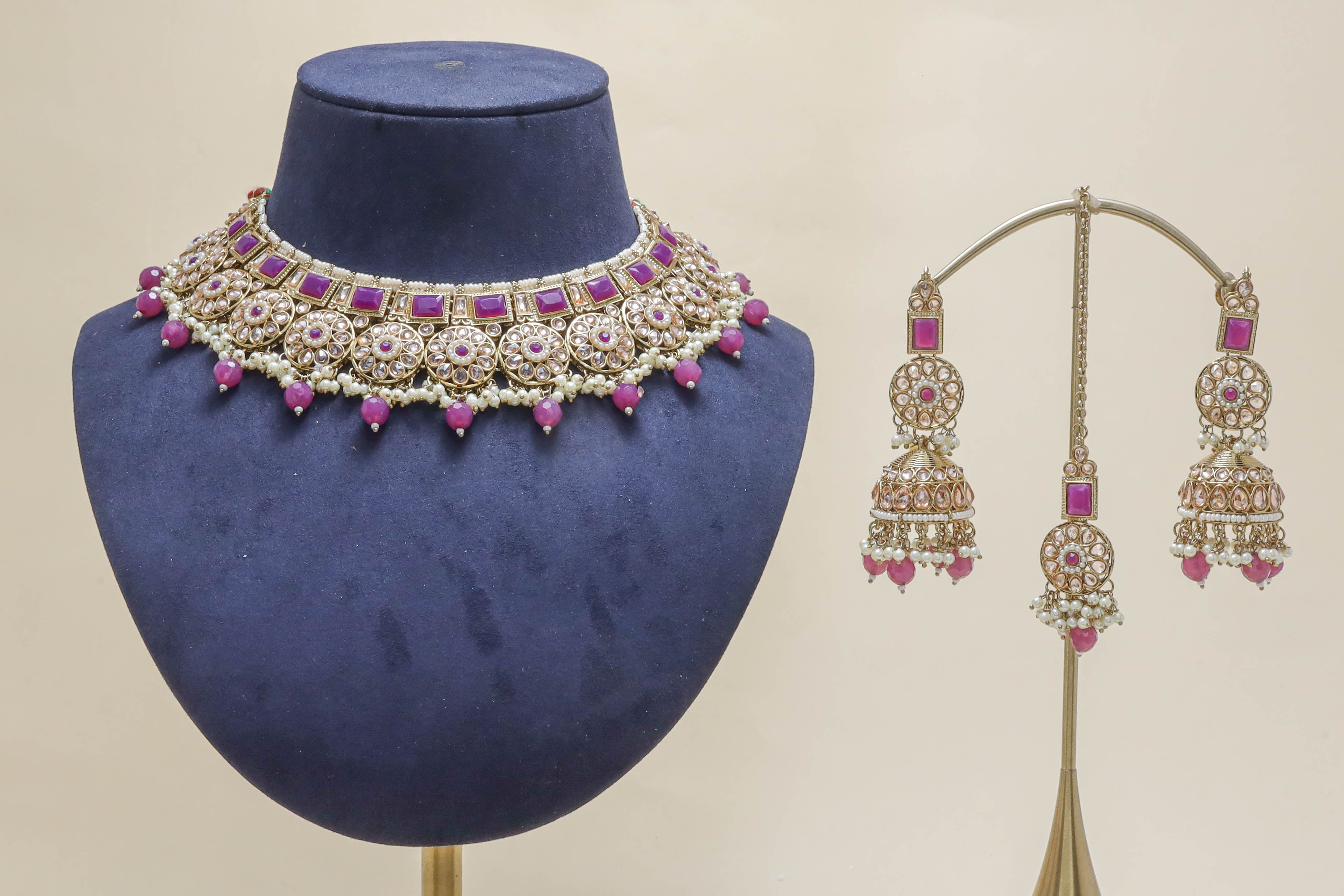 Saanvi Polki Jewelry Set - Traditional Indian Bridal Necklace, Earrings & Bangles - Perfect for Weddings, Festivals & Special Occasions