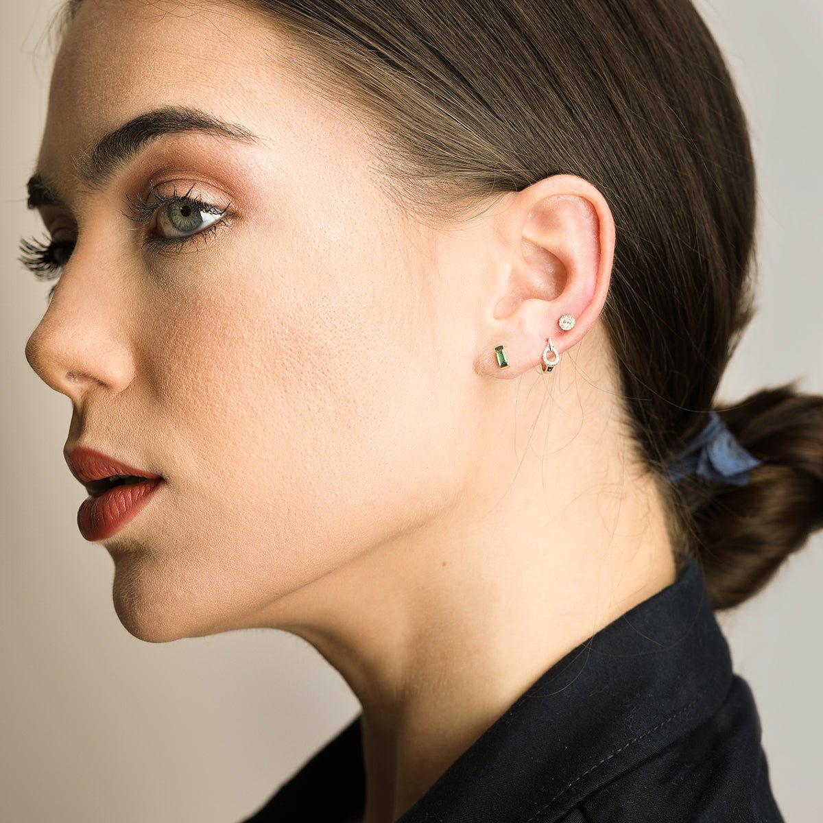 14K Solid Yellow Gold Emerald Baguette Stud Earrings - Elegant Everyday Jewelry for Women, Perfect Gift for Birthday, Anniversary & Special Occasions