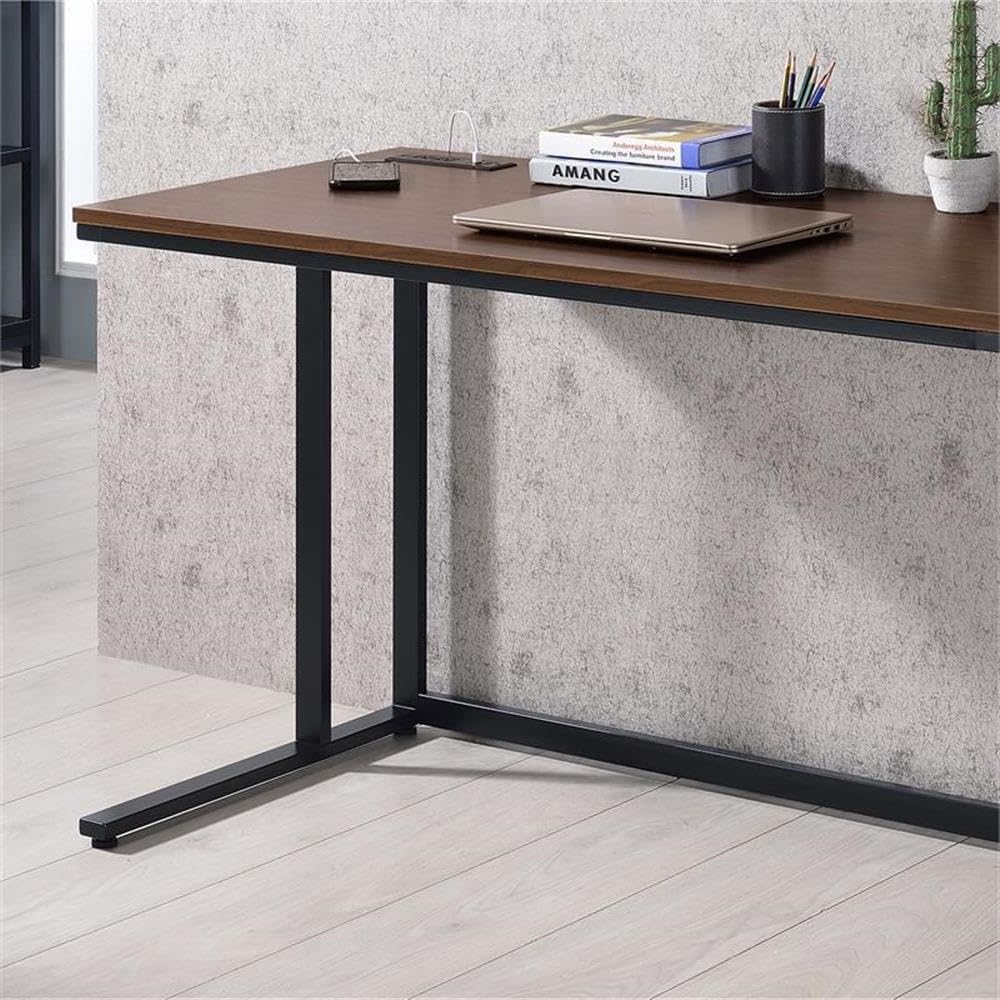 Furniture of America Nillaine Black Wood Writing Desk with USB Port - Perfect for Home Office, Study Room & Small Spaces