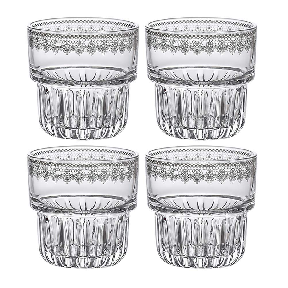 DOITOOL 4-Piece Stylish Drinking Glasses Set - 250ml Clear Glass Cups for Water, Coffee, Milk, Juice - Perfect for Home, Office, Restaurant & Party Use