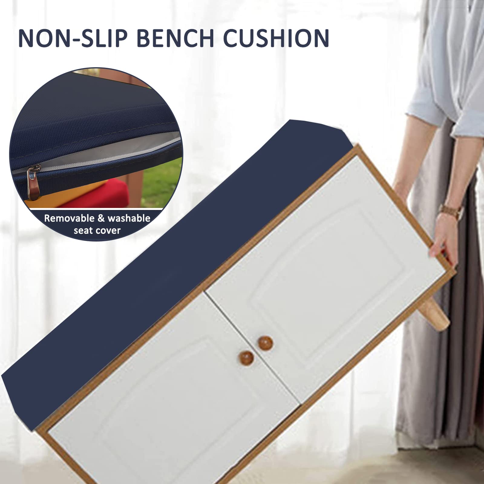 Outdoor Patio Bench Cushion - Waterproof Garden Swing Cushion with Non-Slip Backing - Sunbrella Fabric for Wicker Loveseat & Indoor Sofa - Perfect for Outdoor Furniture, Porch, Deck, and Poolside Relaxation