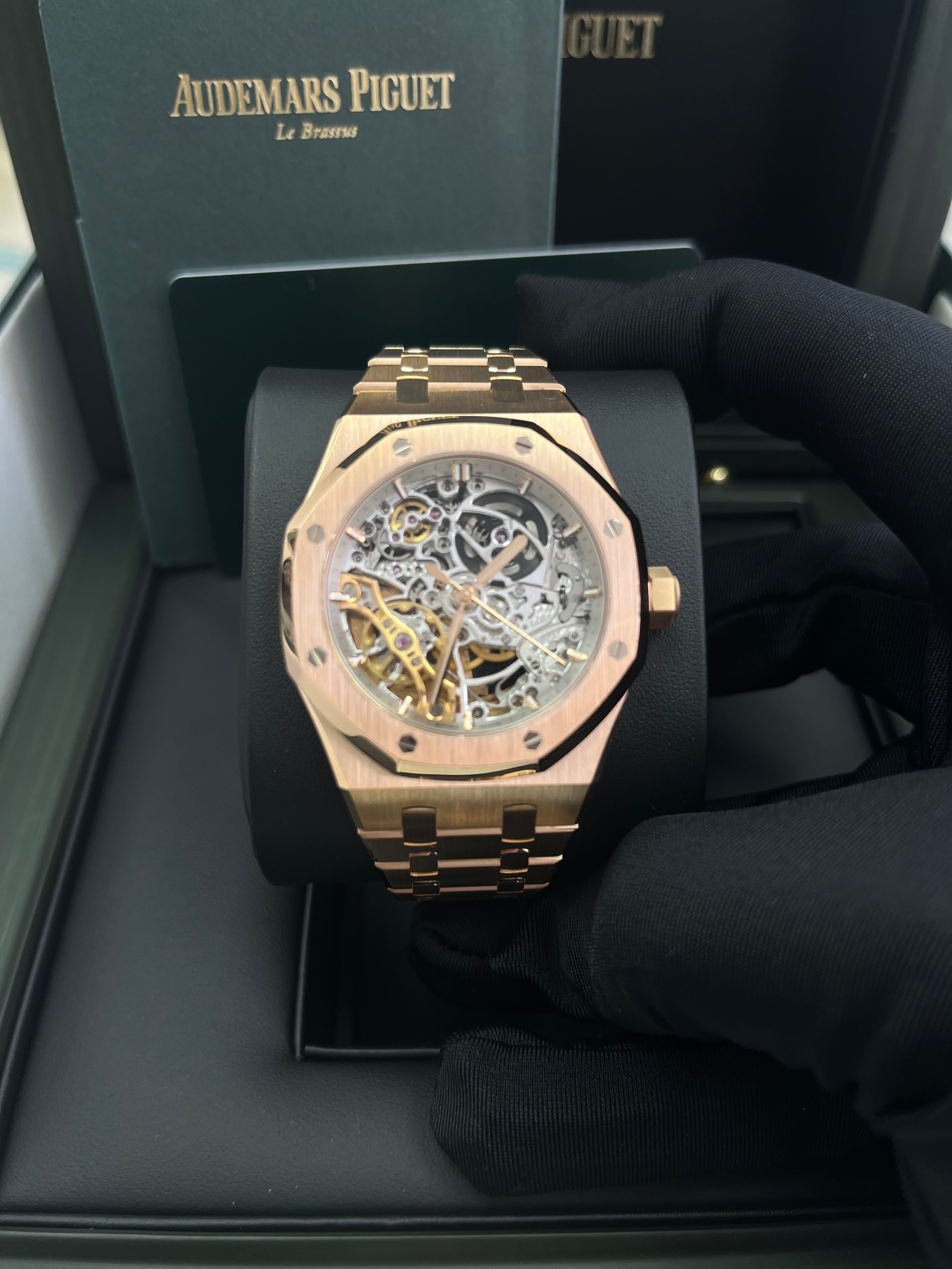 Audemars Piguet Royal Oak 37mm Skeleton Rose Gold Watch - Double Balance Wheel Openworked Ref# 15467OR.OO.1256OR.01 | Luxury Swiss Automatic Timepiece for Men, Perfect for Business Meetings & Formal Events