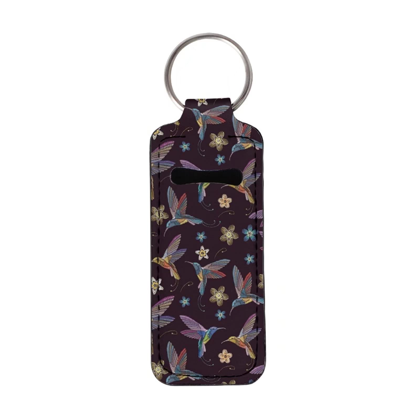 AFPANQZ 2-Piece Floral Bird Lip Balm Keychain Holder Set - Portable Chapstick Keyring for Travel, Purse & Makeup Accessories - Perfect for Gifts, Daily Use & Outdoor Activities