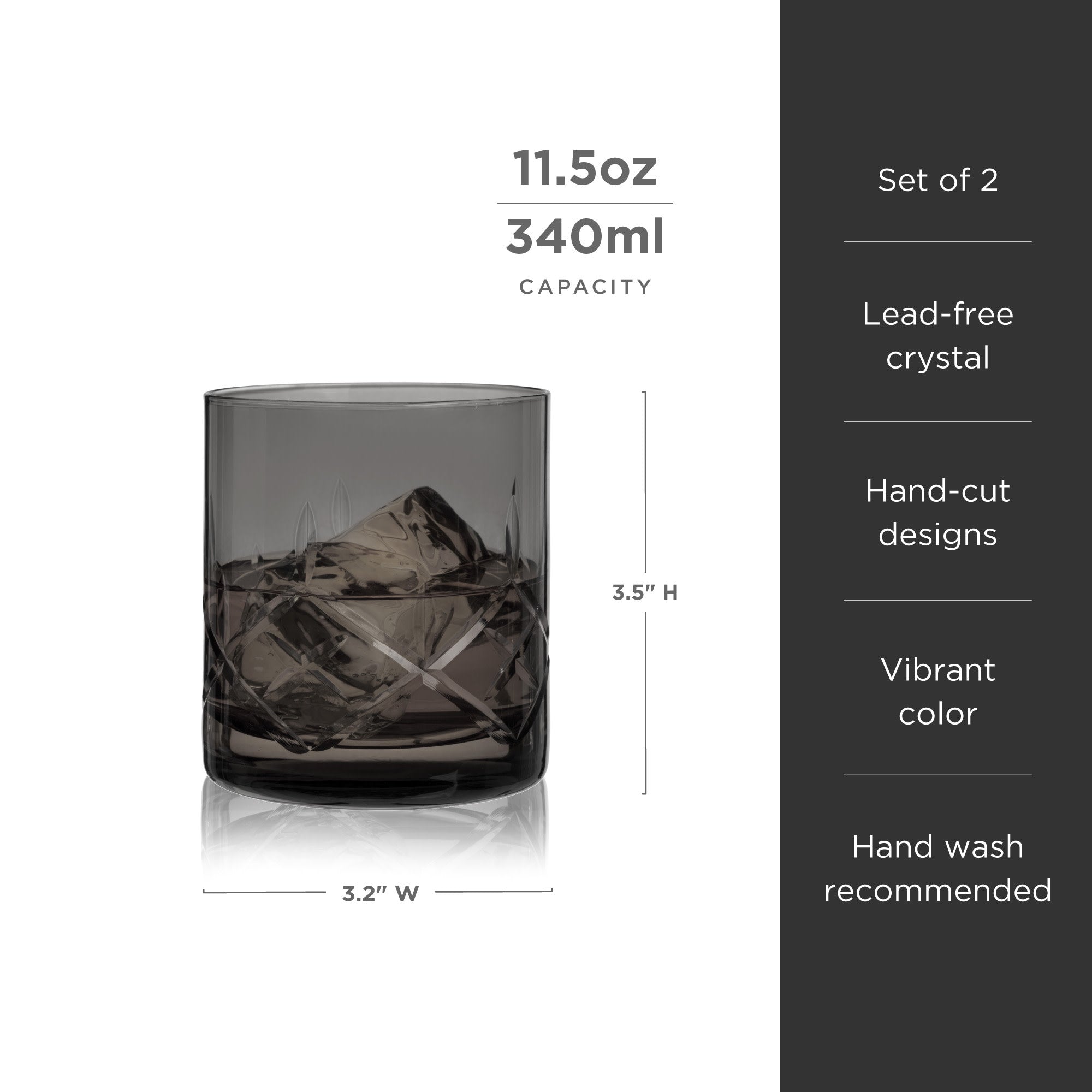 Premium Admiral Crystal Whiskey Glasses Set of 2 - Elegant Smoke-Colored Rocks Glasses for Scotch, Bourbon & Cocktails - Perfect for Home Bars, Gifts & Entertaining