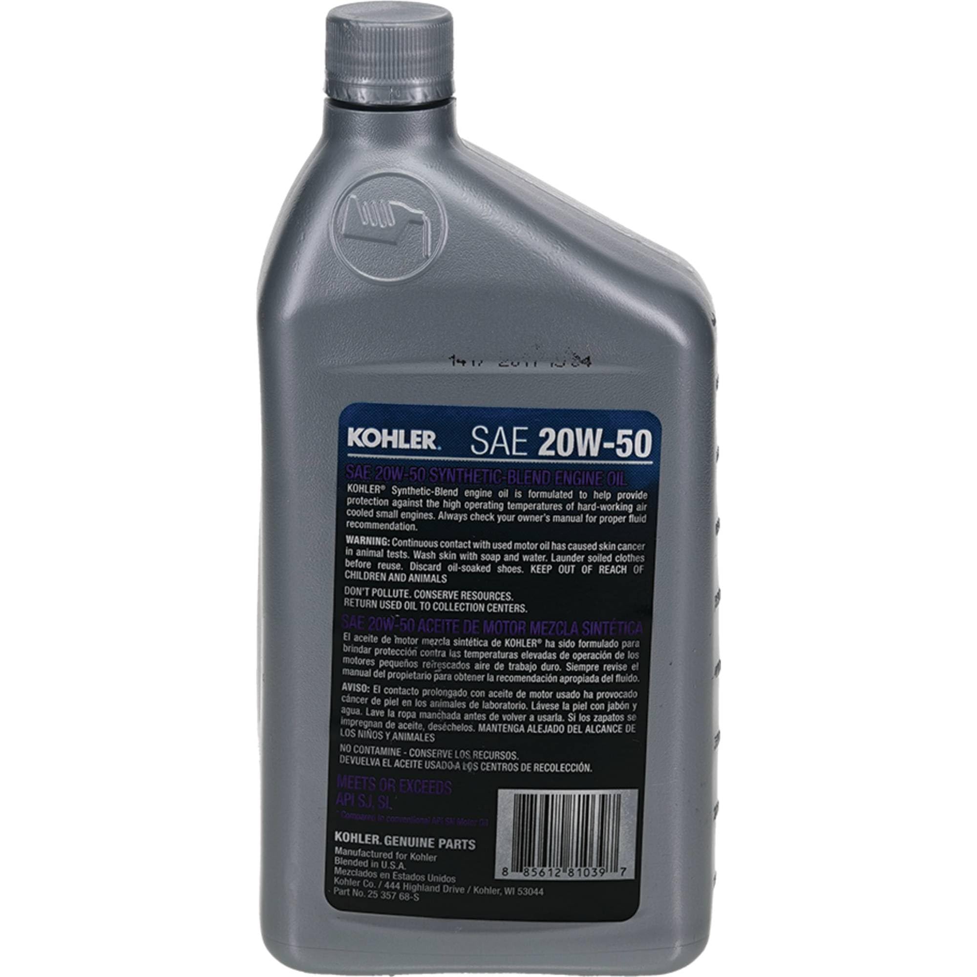 Kohler 055-924 4-Cycle Engine Oil - Premium Multi-Viscosity SAE 30 Motor Oil for Lawn Mowers, Tractors & Outdoor Power Equipment - Ideal for Year-Round Protection & Performance