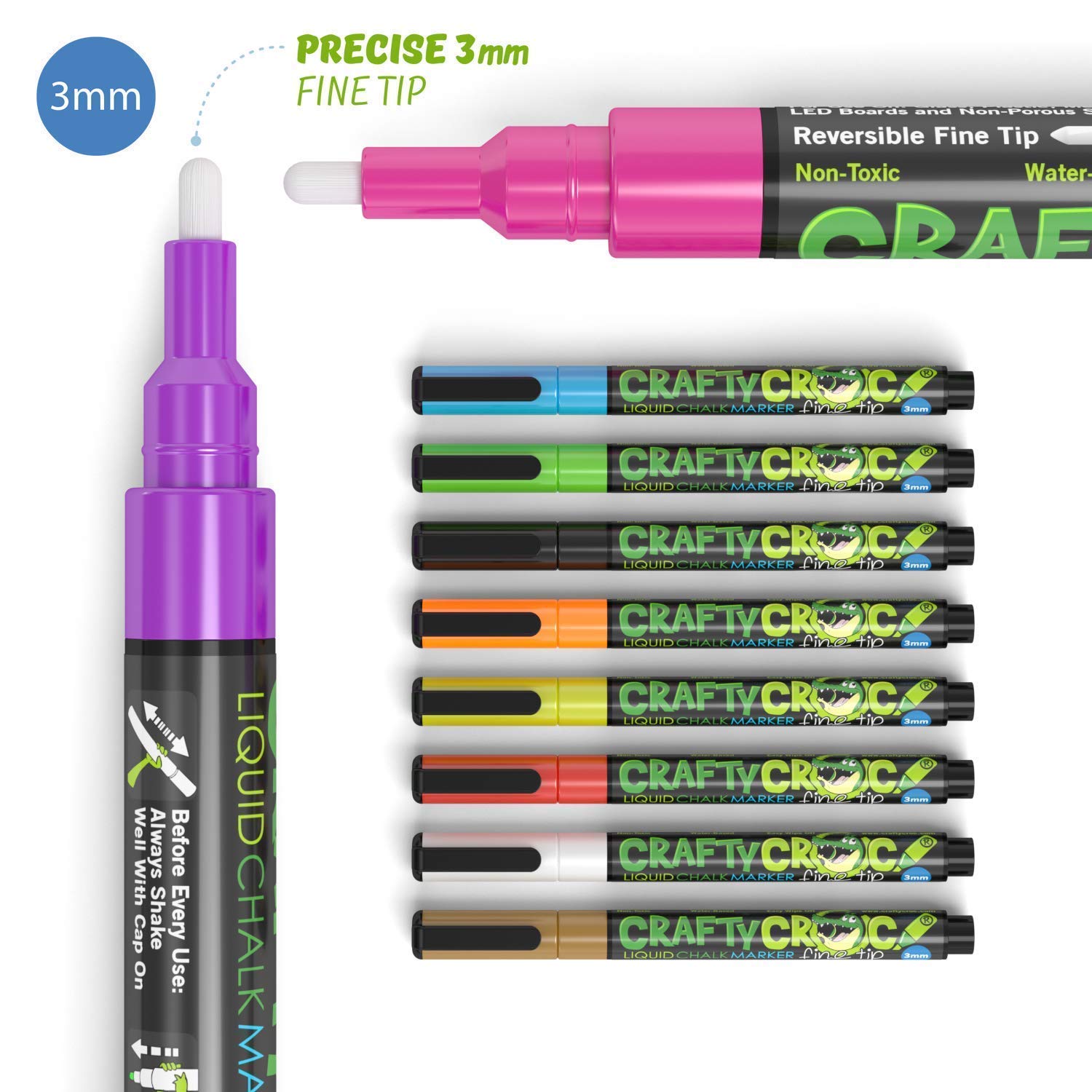 20 Pack Neon Chalk Markers Set - 10 Fine Tip & 10 Medium Tip for Whiteboards, Glass, Windows, Blackboards - Perfect for Restaurants, Classrooms, Offices & DIY Projects