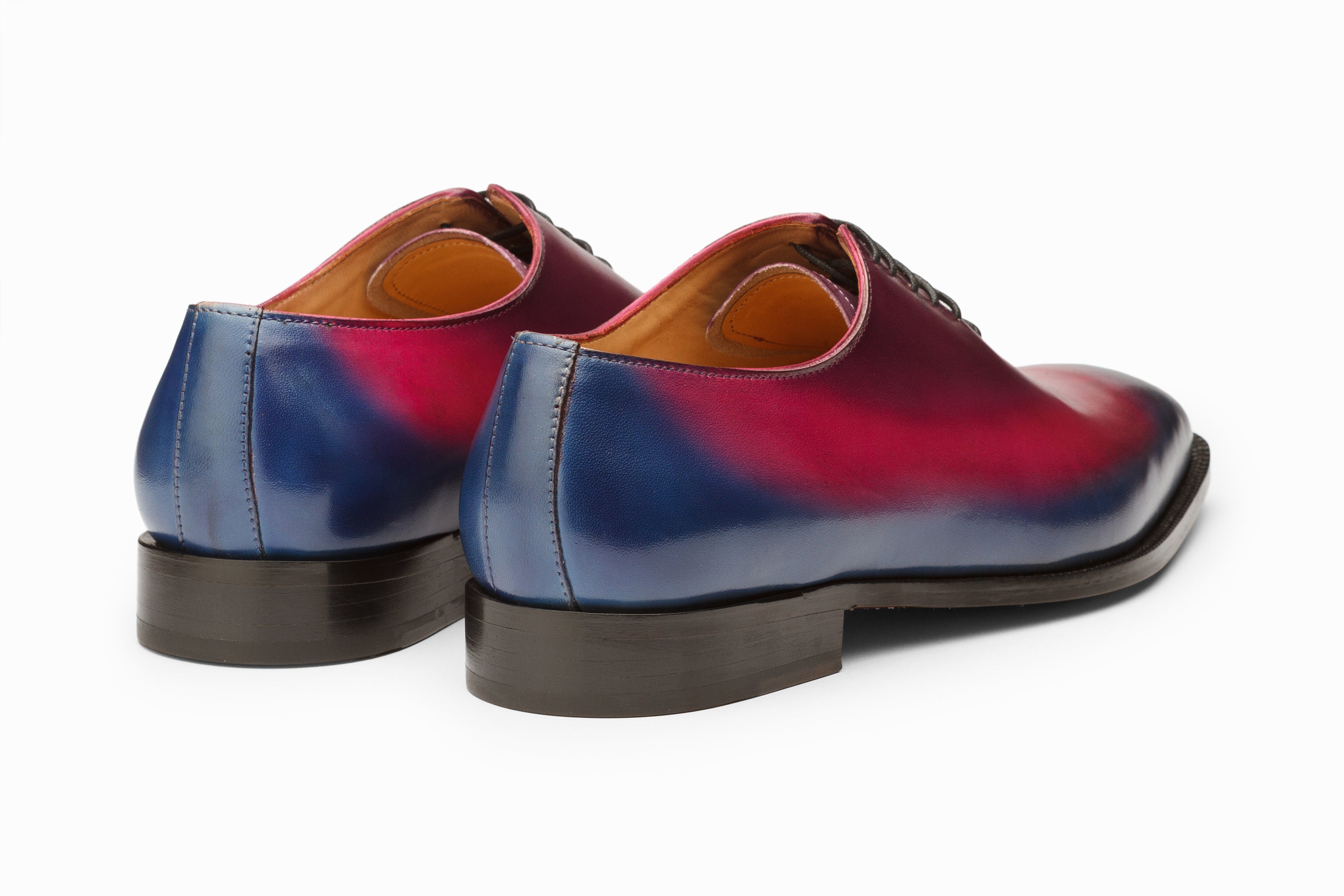 Premium Wholecut Oxford Shoes for Men - Blue, Pink & Purple Patina Finish - Formal & Business Attire, Office Wear & Special Occasions