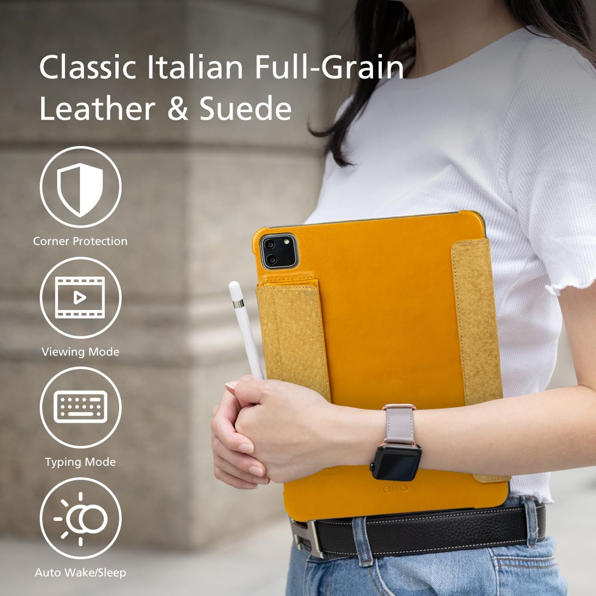 Premium Italian Leather Folio Case for Apple iPad Air 11