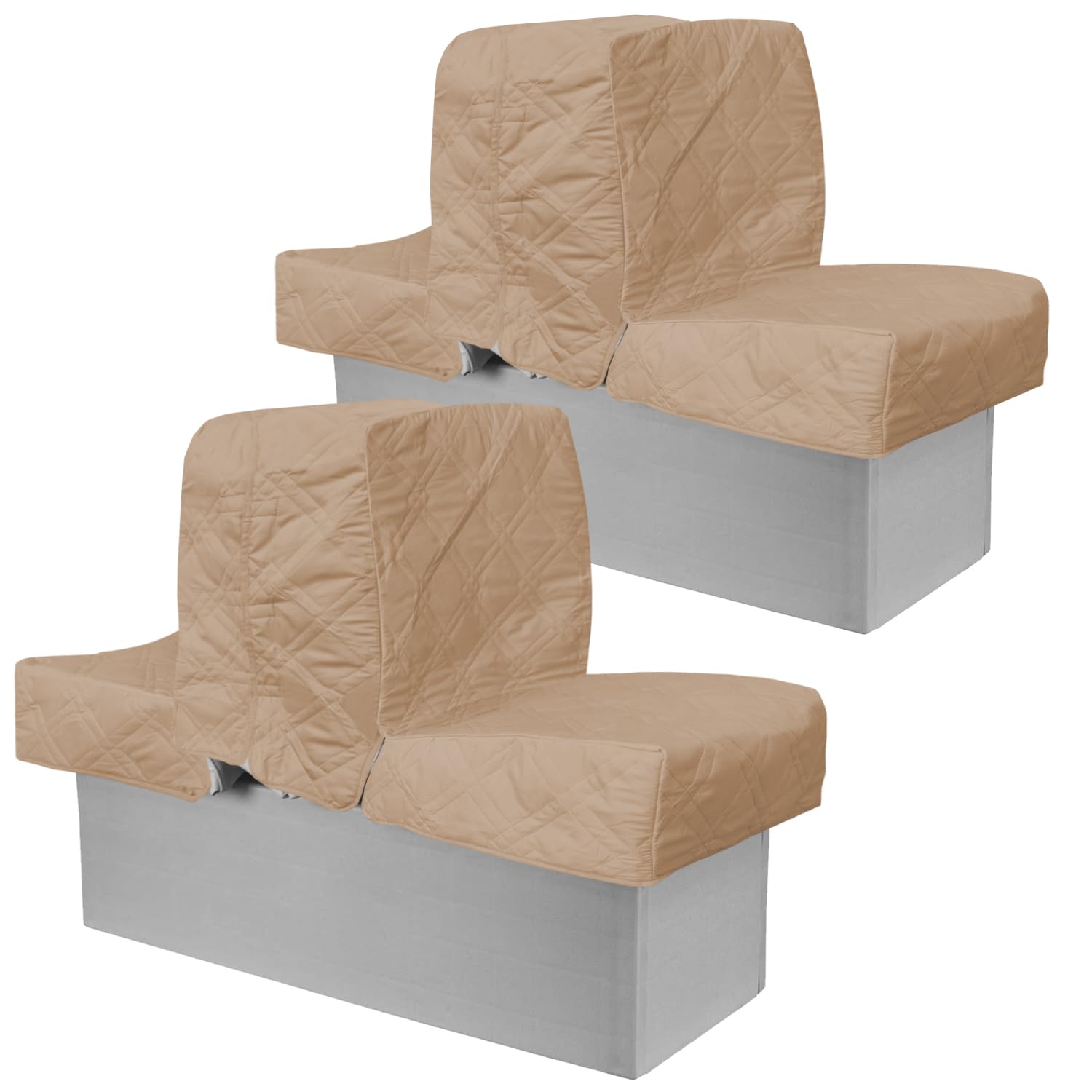 Back to Back Boat Seat Covers - Waterproof Replacement Lounge Seat Covers for Boats | Soft Microfiber Fabric | Protects Damaged Seats (2-Pack, Gray Brown) | Perfect for Marine, Fishing & Outdoor Activities