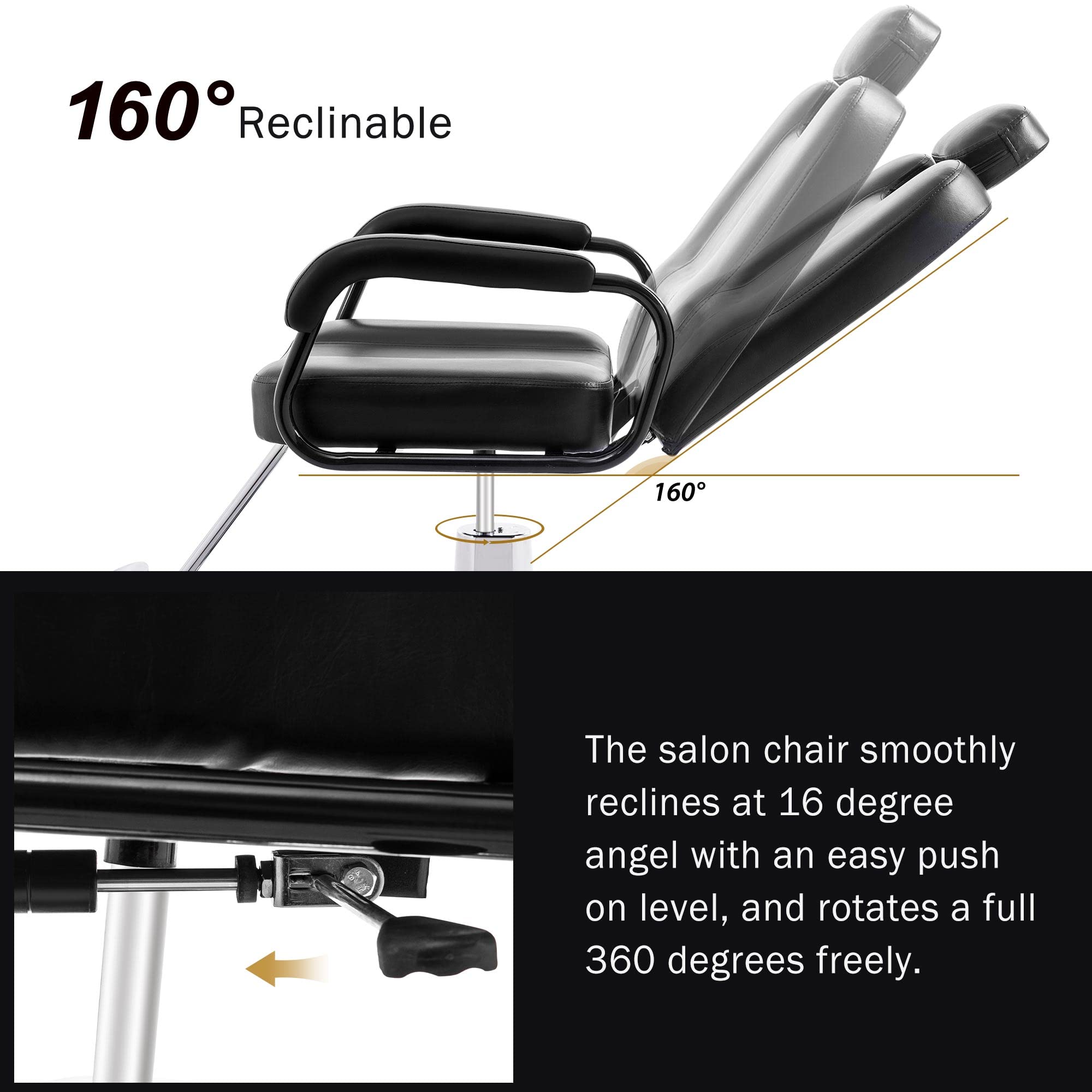 Professional Hydraulic Barber Chair - Heavy Duty Reclining Salon Styling Chair with Adjustable Height for Hair Stylists, Beauty Salons & Spas | Durable Black & Red Design | Perfect for Haircuts, Shaves & Styling Services