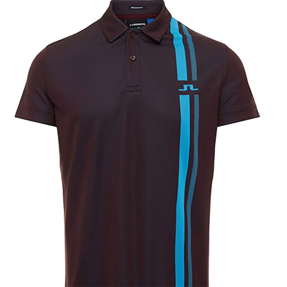 J. Lindeberg Anton TX Jacquard Men's Golf Polo Shirt - Moisture-Wicking & UV Protection for Comfort on the Course & Casual Wear