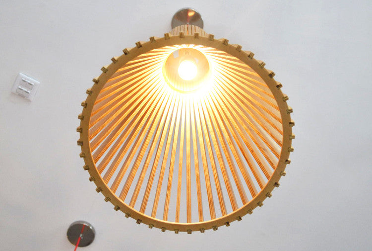 Modern Wood Bay Pendant Light - Handcrafted Natural Wood Ceiling Light Fixture for Kitchen Island, Dining Room & Bedroom Decor