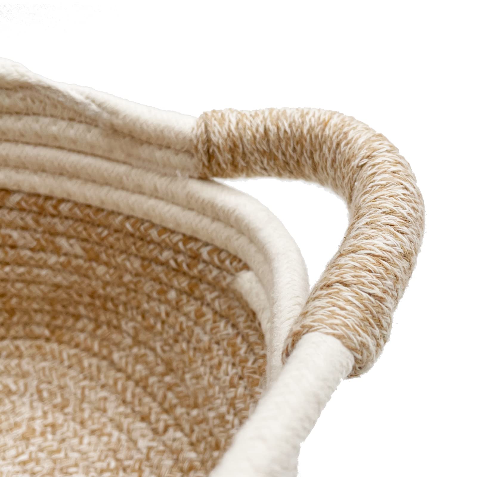 Organic Cotton Rope Storage Baskets Set of 3 - Handwoven Boho Nursery Bins for Baby Diapers, Toys & Home Organization - Perfect for Nursery, Playroom & Boho Home Decor
