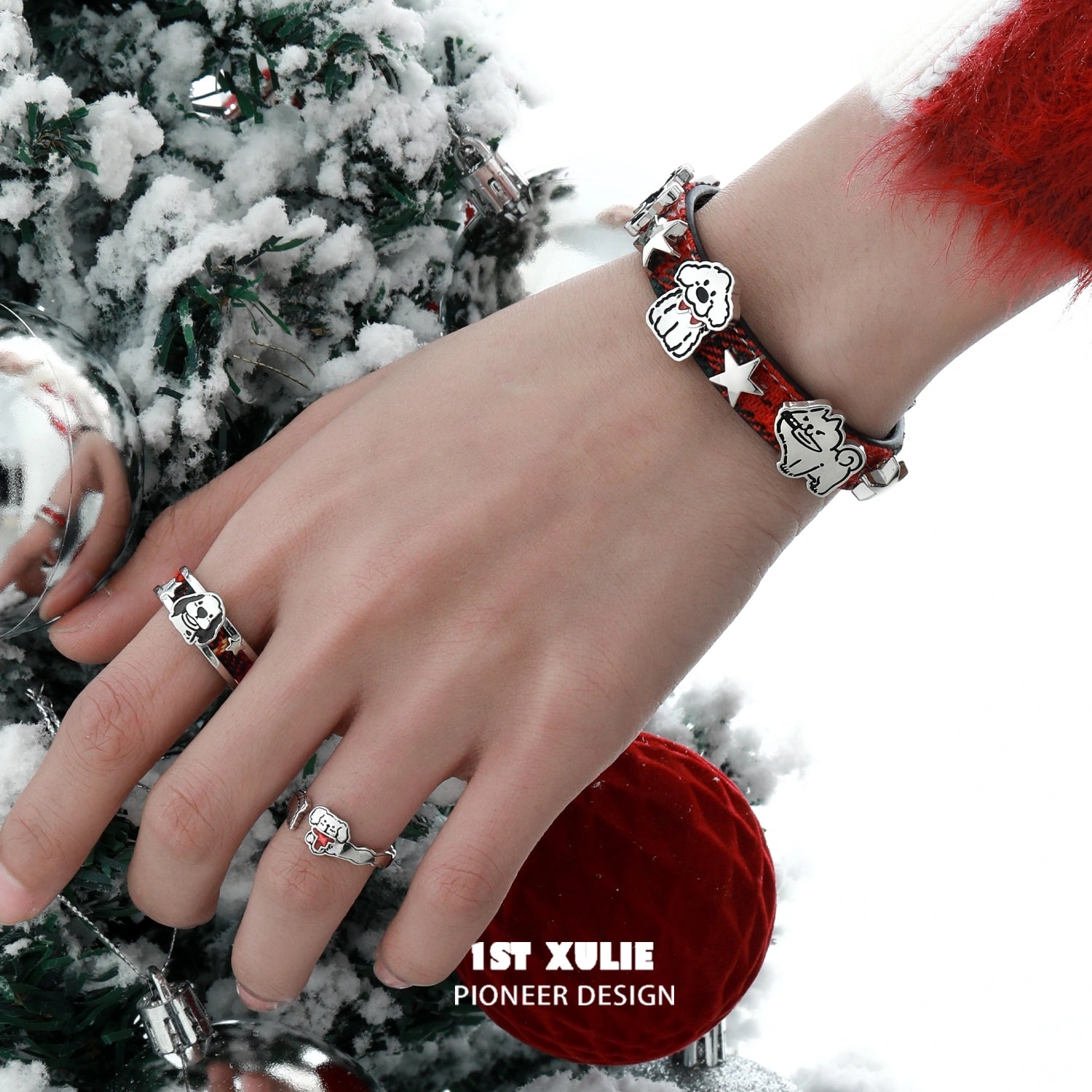 2024 Christmas Graffiti Puppy Leather Nylon Bracelets - Trendy Holiday Gift for Dog Lovers, Festive Party Wear & Christmas Stocking Stuffers