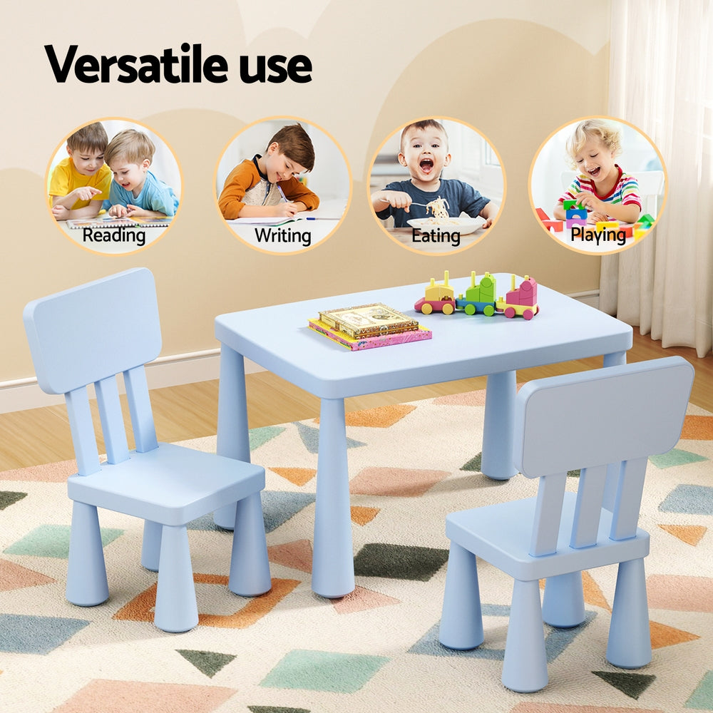 Keezi Kids Table and 2 Chairs Set - Blue Children's Furniture for Playroom, Classroom & Home Learning Activities | Durable & Safe Toddler Table Chair Set