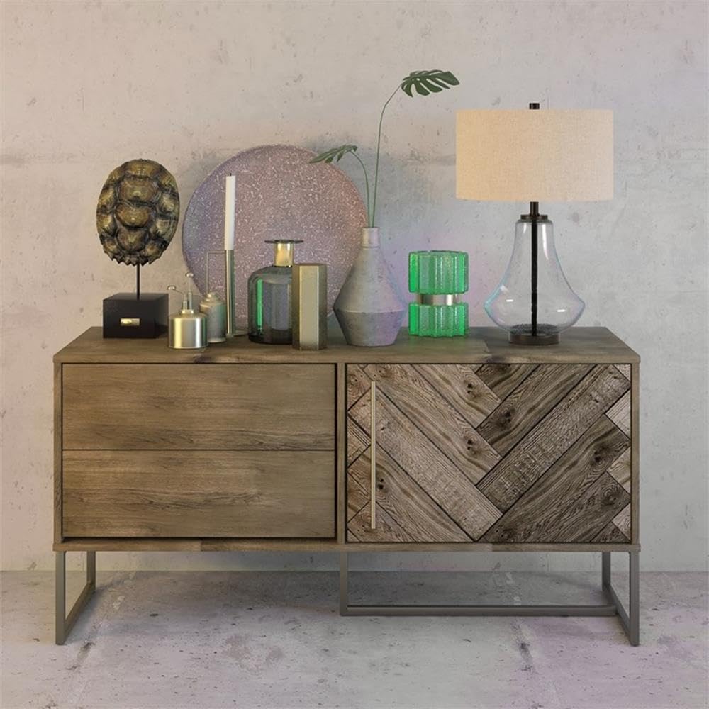 Pemberly Row Modern Farmhouse Brushed Brass Table Lamp with Seeded Glass Shade - Elegant Lighting for Living Room, Bedroom & Office Decor