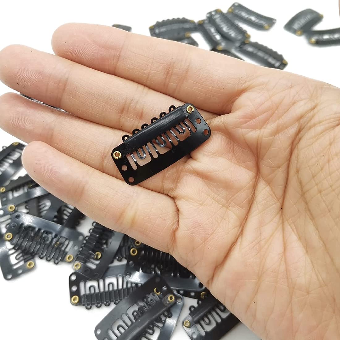 Ghelonadi U-Shape Metal Snap Clips for Hair Extensions - 12 Pack Black Wig Clips, Secure Hair Accessories for Men & Women - Perfect for Salon Styling, Cosplay & Daily Hair Fixing