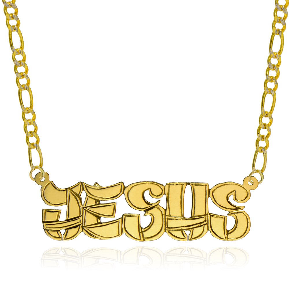 14K Yellow Gold Personalized Name Necklace - Custom Engraved Jewelry Gift for Women - Birthday, Anniversary, Valentine's Day Present - Style 4