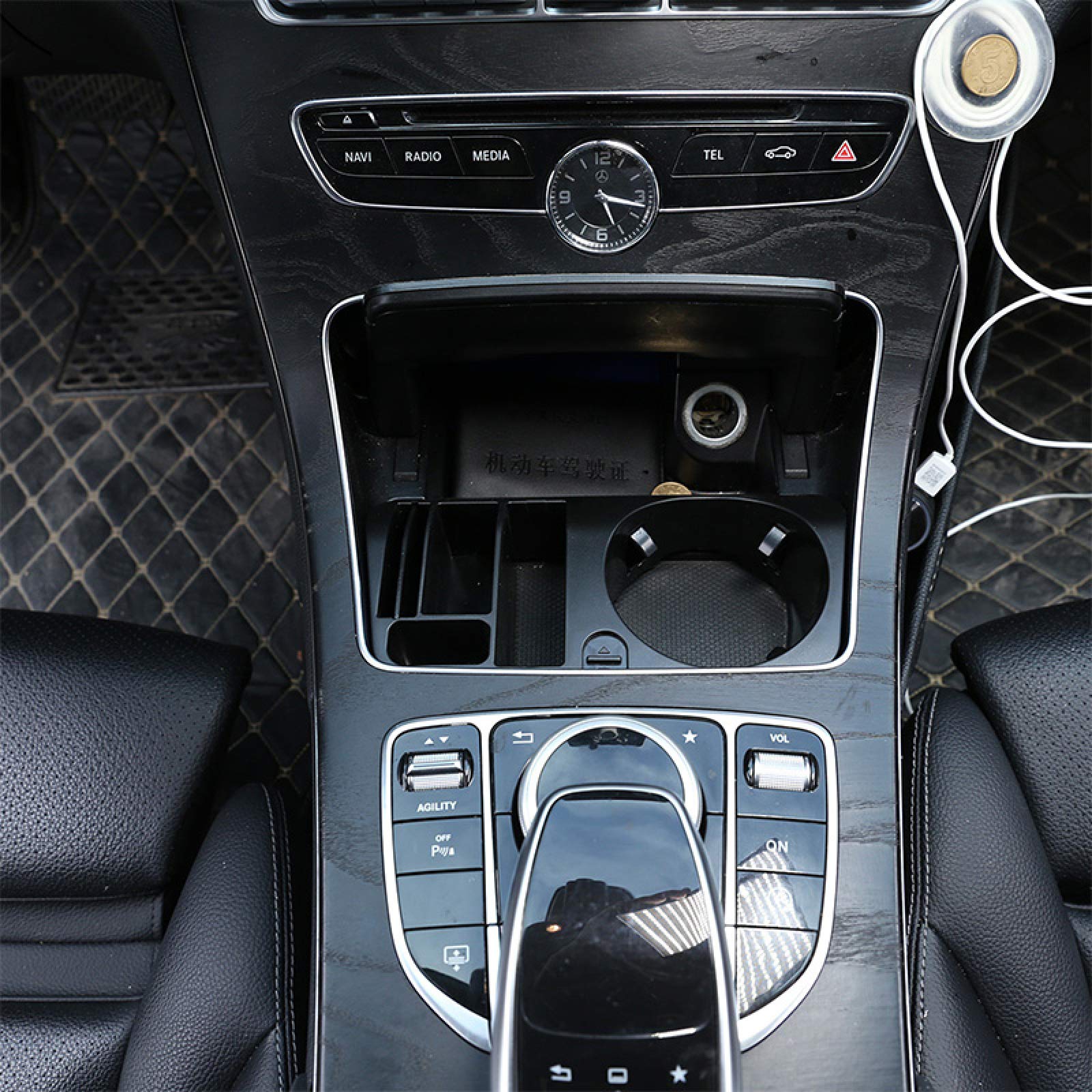 Mercedes C/E/GLC Class Cup Holder & Phone Stand (2015-2018) - Car Organizer Accessory