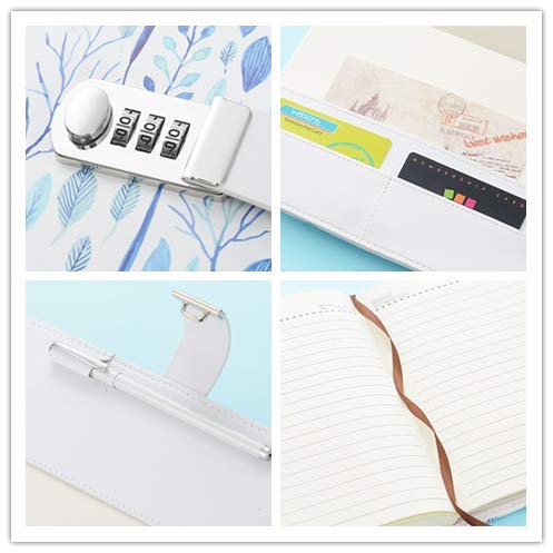 A5 PU Leather Lockable Diary Journal Notebook for Women & Girls - Digital Password Protected Writing Notebook with Secure Lock - Perfect for Personal Journaling, Travel, Gifts & Daily Note Taking