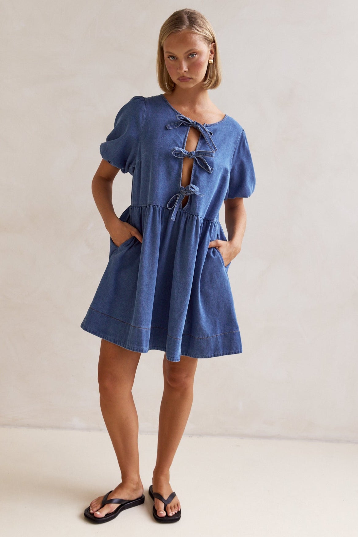 Carmela Denim Mini Dress for Women - Trendy Blue Stretch Denim Skater Dress | Perfect for Casual Outings, Date Nights & Summer Parties