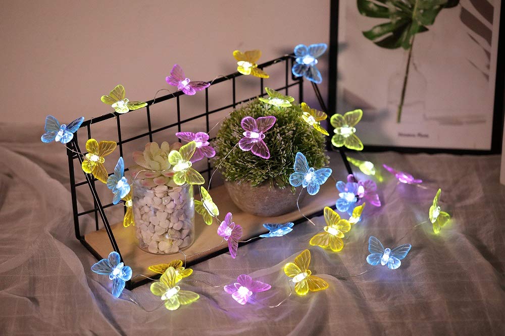 Solar Butterfly String Lights Outdoor - 17.7ft 36 LED Waterproof Fairy Lights for Garden, Yard, Patio Decoration | Cool White Solar Powered Lights for Weddings, Parties & Outdoor Events