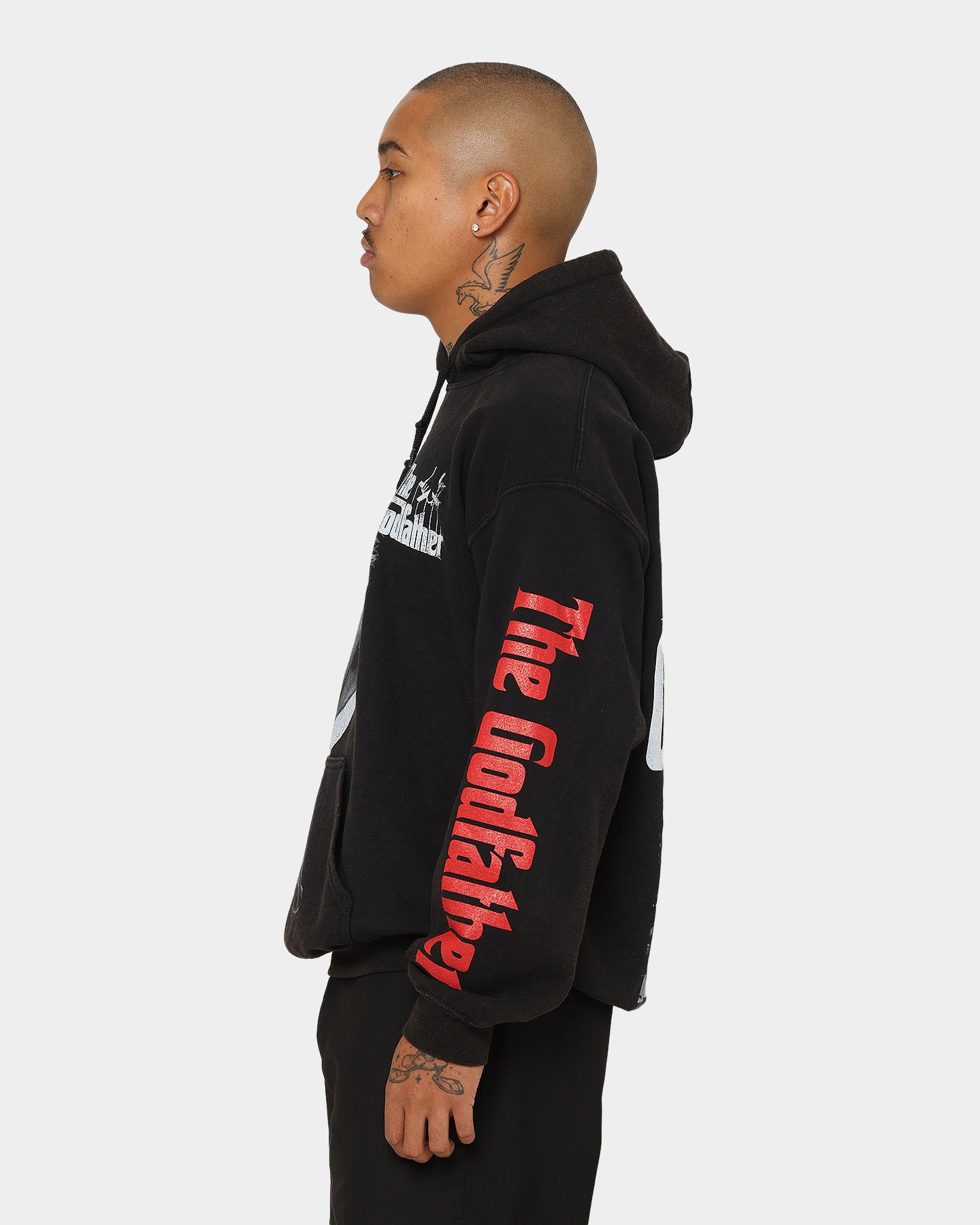 The Godfather Vintage Hoodie - Black Wash Distressed Cotton Pullover | American Thrift Retro Movie Merchandise | Perfect for Cosplay, Halloween & Gangster Theme Parties