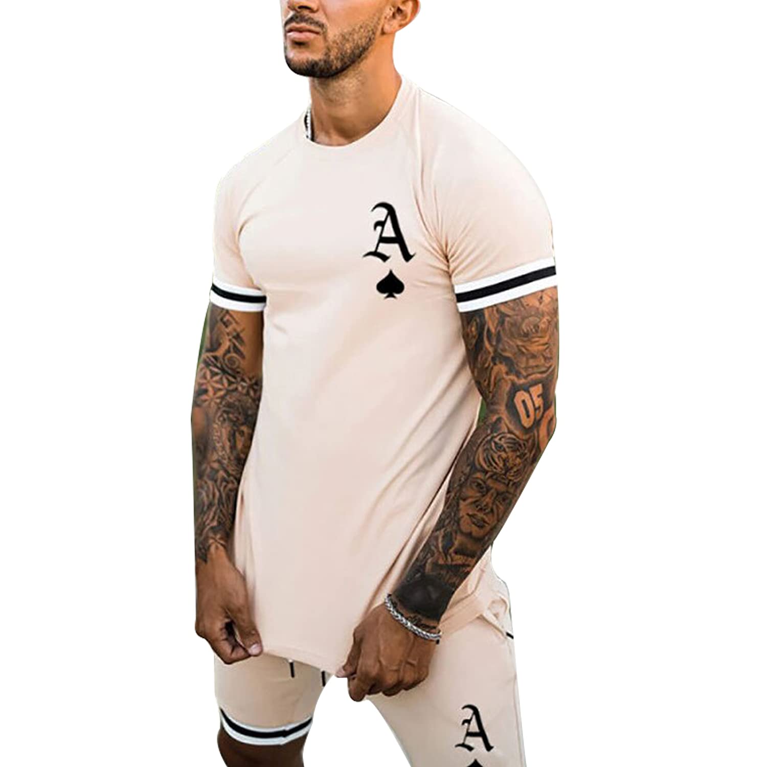 Men's Athletic 2-Piece Workout Set - Breathable Running T-Shirt & Quick-Dry Training Shorts for Jogging, Gym, Fitness & Outdoor Sports