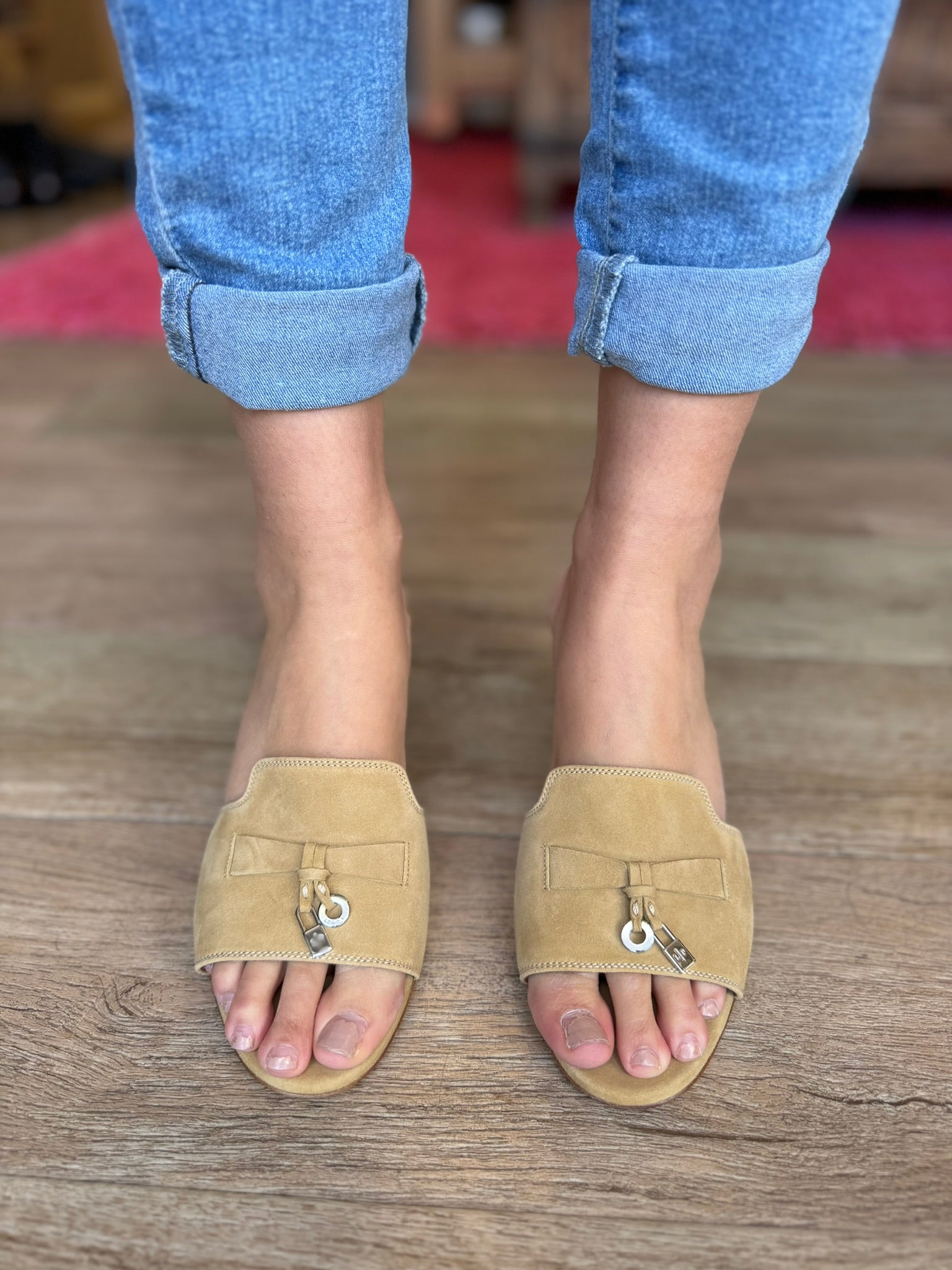 Loro Piana My Charms Suede Slide Mules - Women's Size 7.5 (US) | Soft Suede House Slippers for Comfortable Indoor & Outdoor Wear
