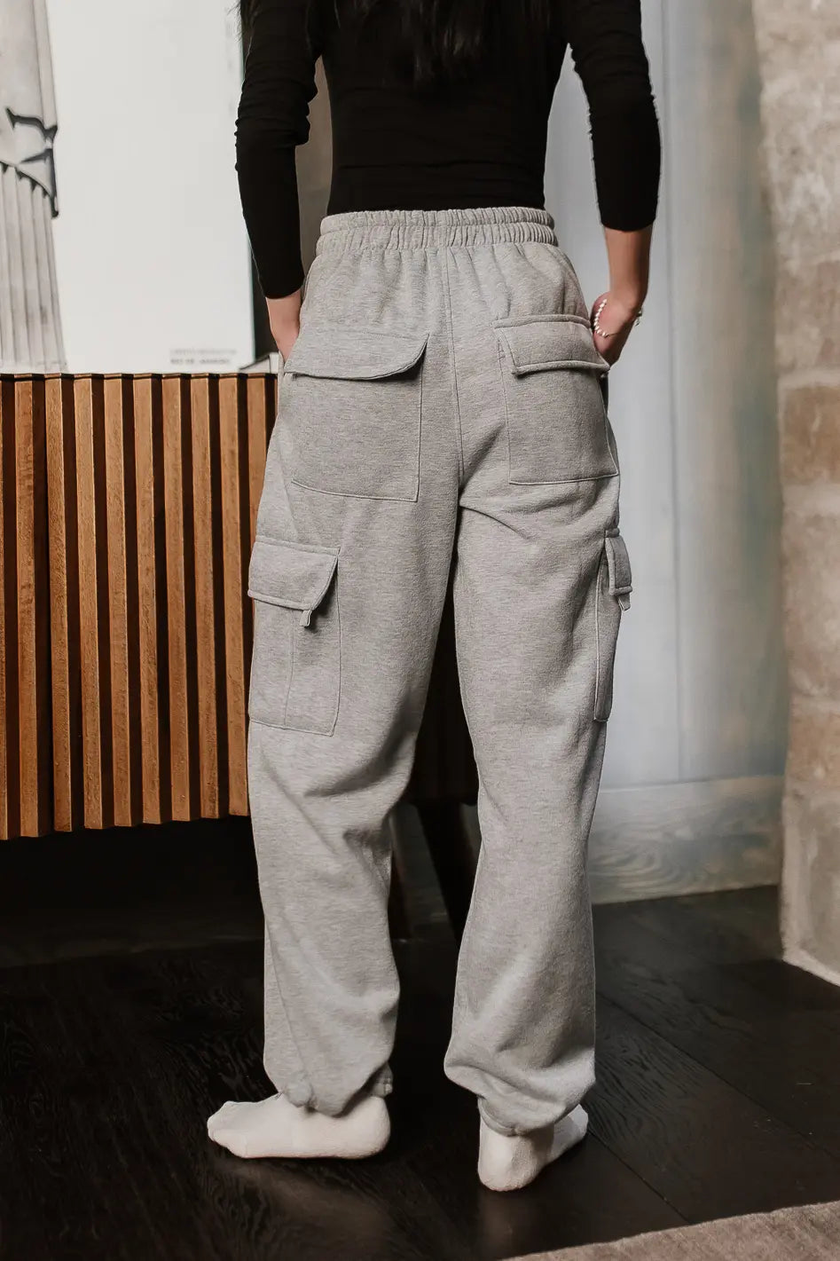 Joanna Cargo Sweatpants for Women - Soft Grey Joggers with Pockets | Comfortable Lounge Pants for Yoga, Running & Casual Wear | FINAL SALE