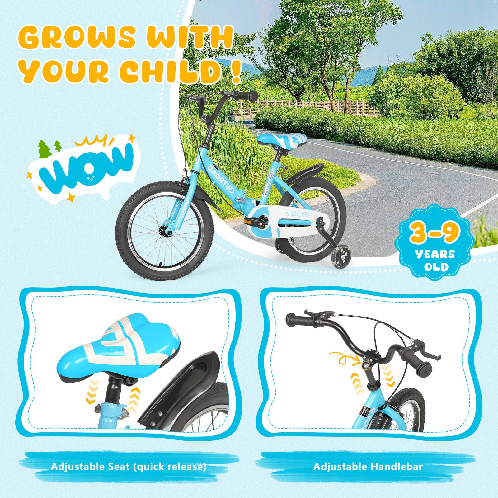 14/16/18 Inch Kids Folding Bike with Training Wheels - Adjustable Toddler Bicycle for Boys & Girls Ages 3-9 Years - Dual Brake System for Safety - Perfect for Beginners Learning to Ride - Great Birthday Gift for Kids - Ideal for Park Rides, Neighborhood Cycling & Outdoor Family Activities