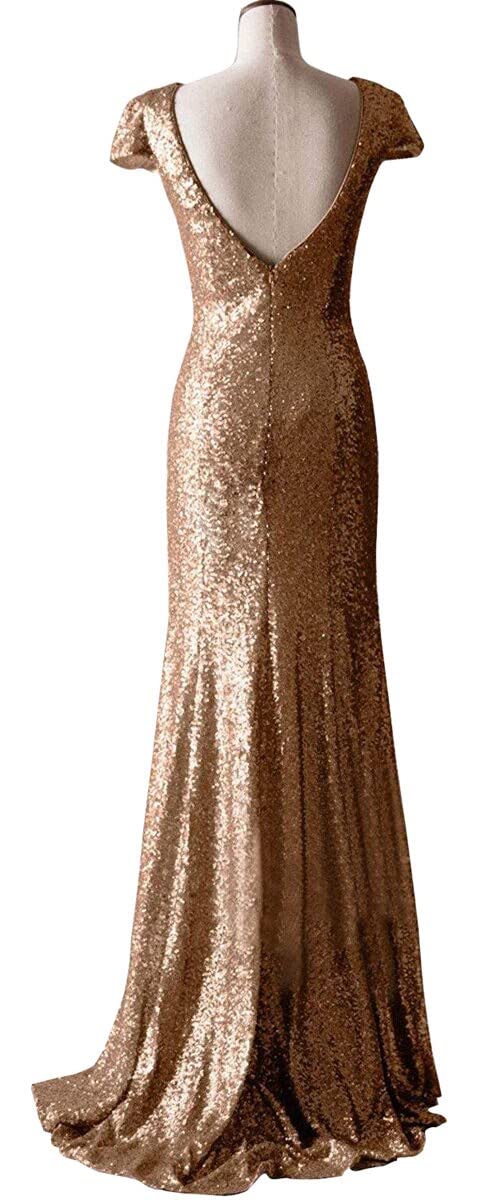 Royal Blue Sequin Short Sleeve Mermaid Bridesmaid Dresses for Women - Perfect for Weddings, Prom, and Formal Evening Events