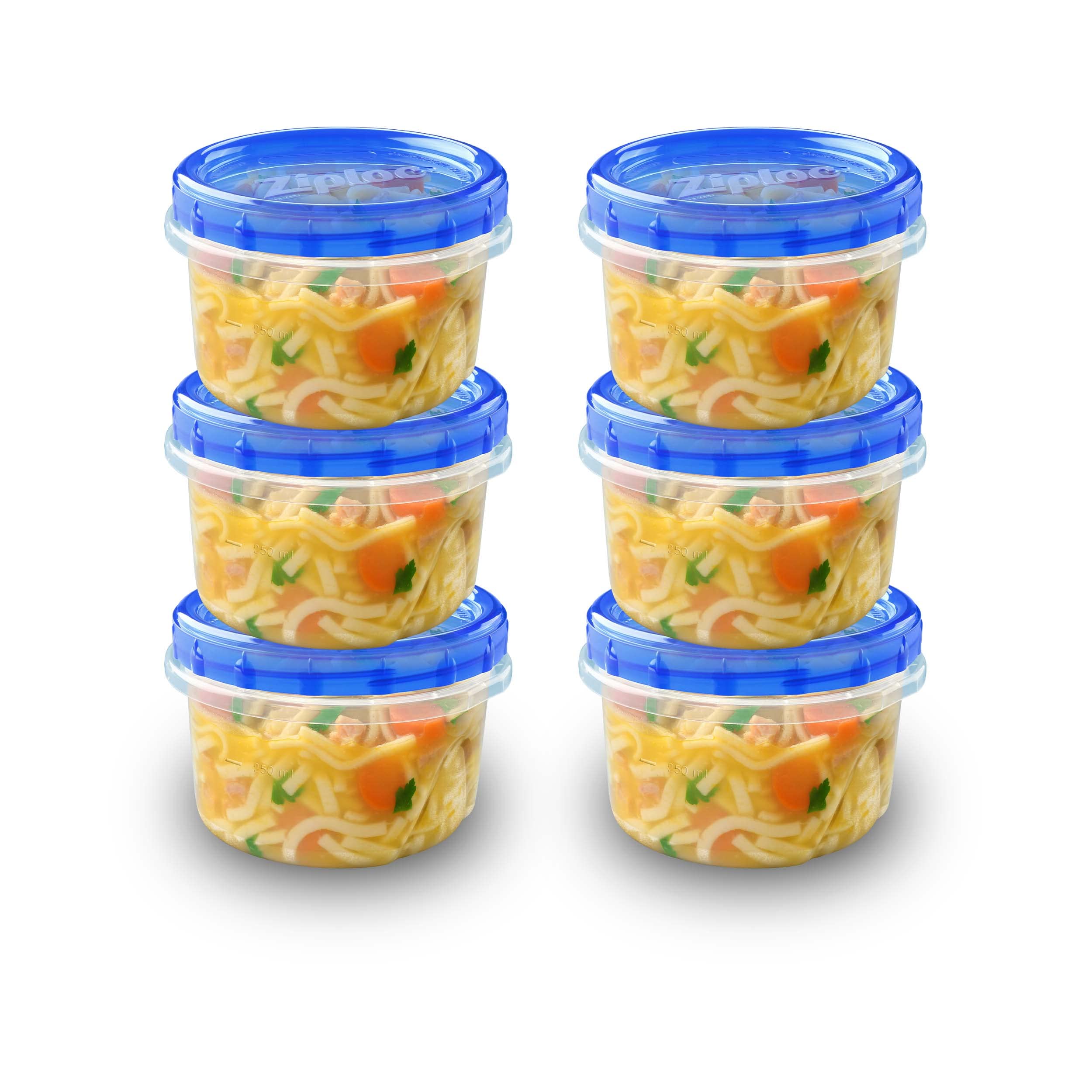 Reusable Ziploc Twist N Loc Food Storage Containers for Meal Prep & Kitchen Organization - Dishwasher Safe, Small Round, 6-Pack - Perfect for Lunches, Snacks & Leftovers