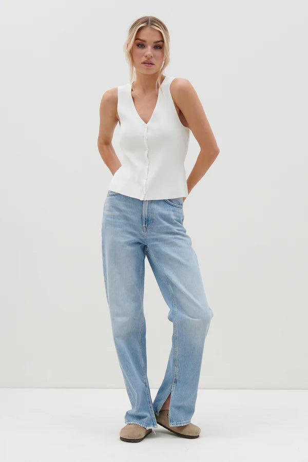 Casey Sleeveless Button Top for Women - Cream Summer Blouse, Casual & Office Wear, Perfect for Outings and Work