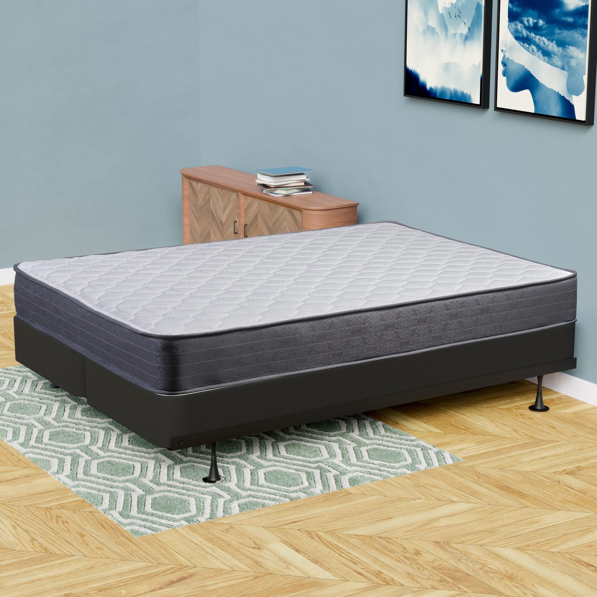 Treaton 9 Inch Hybrid Mattress in a Box - Medium Firm Support for Back Pain Relief, Motion Isolation & Pressure Relief with 4