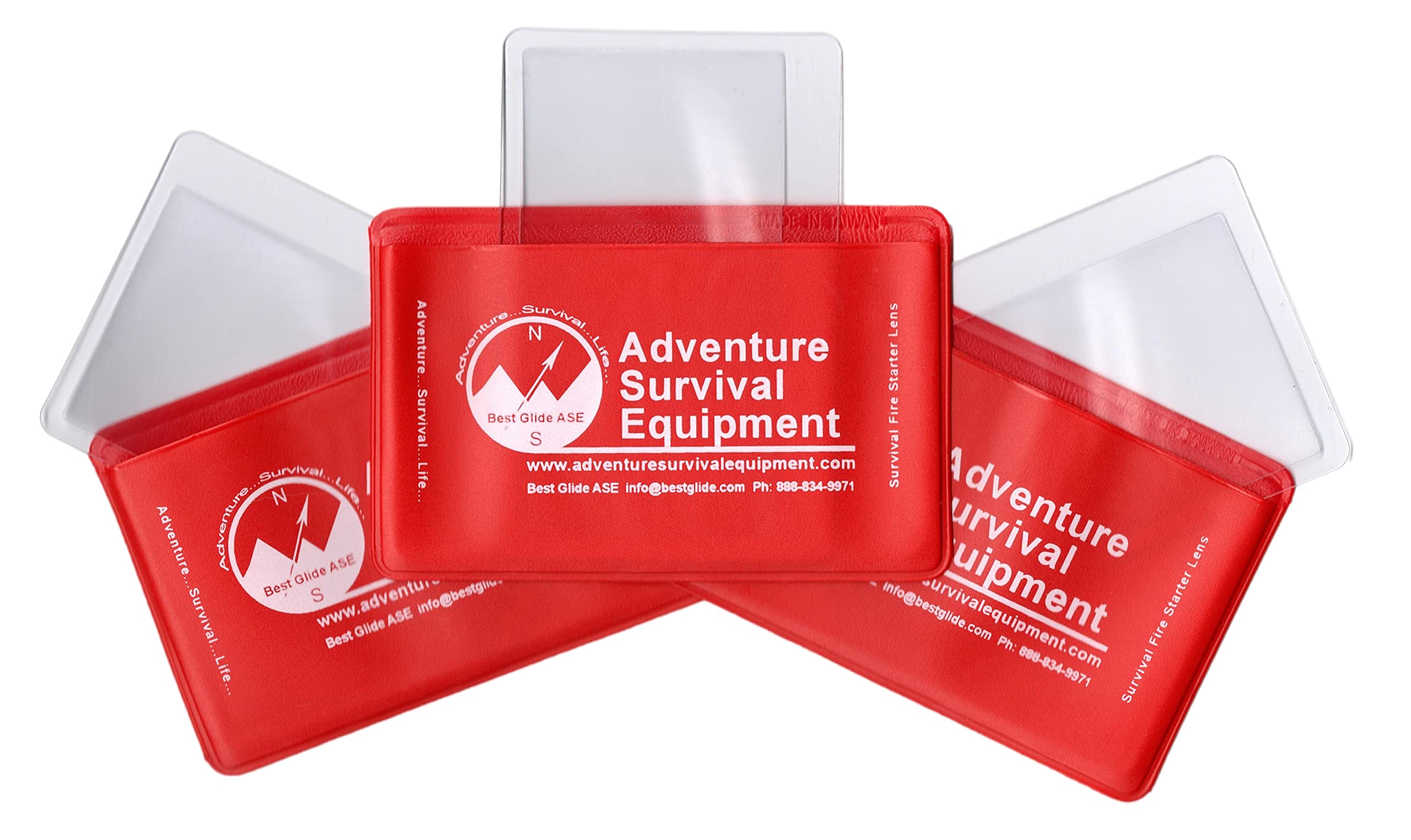 Credit Card Size Fresnel Lens Fire Starter and Magnifier Lenses (3 Pack - Red) - Perfect for Camping, Survival Kits, and Outdoor Adventures
