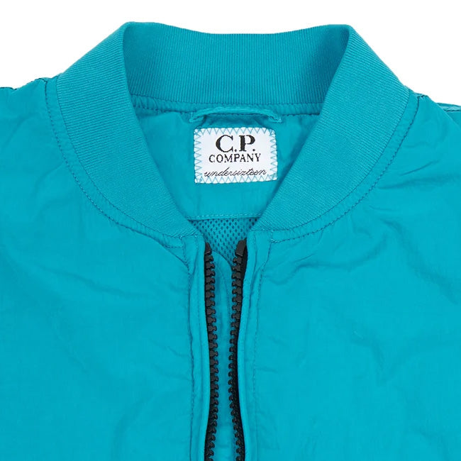 CP Company Junior Chrome R Bomber Jacket for Kids - Lightweight Waterproof Windbreaker Jacket with Hood - Perfect for School, Outdoor Activities & Travel